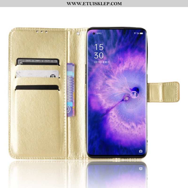 Etui Folio do Oppo Find X5 Błyszcząca Sztuczna Skóra